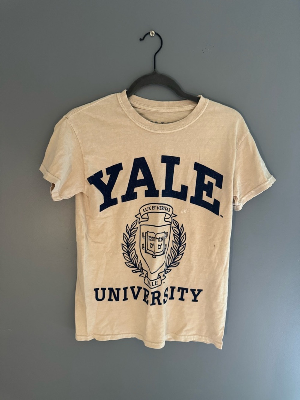 PACSUN Yale Beige Graphic Tee - Collegiate Crewneck Shirt. Size Small, NWT